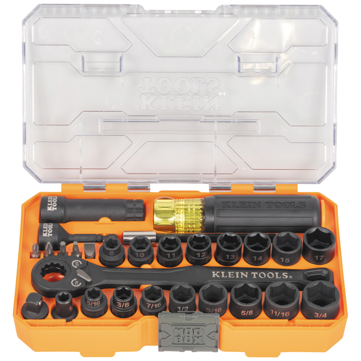 Klein Tools KNECT&trade; Quad-12 Heavy-Duty Impact Flip Sockets, SAE, 6-Piece