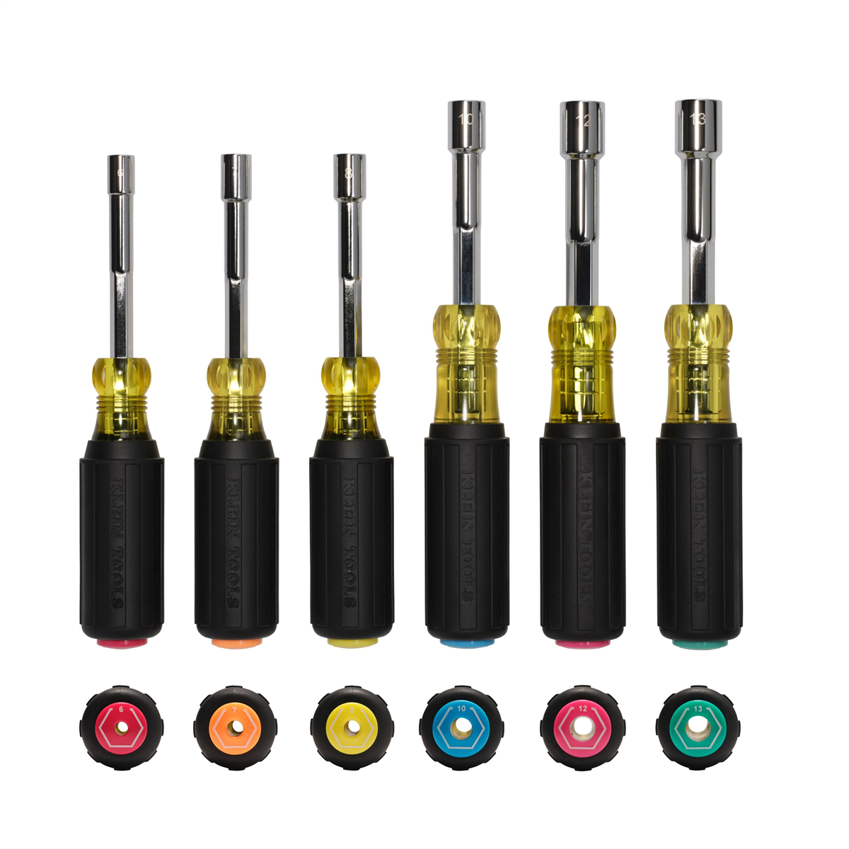 Klein Tools Metric Magnetic Color-Coded Hollow-Shaft Heavy-Duty Nut Driver Set, 6-Piece