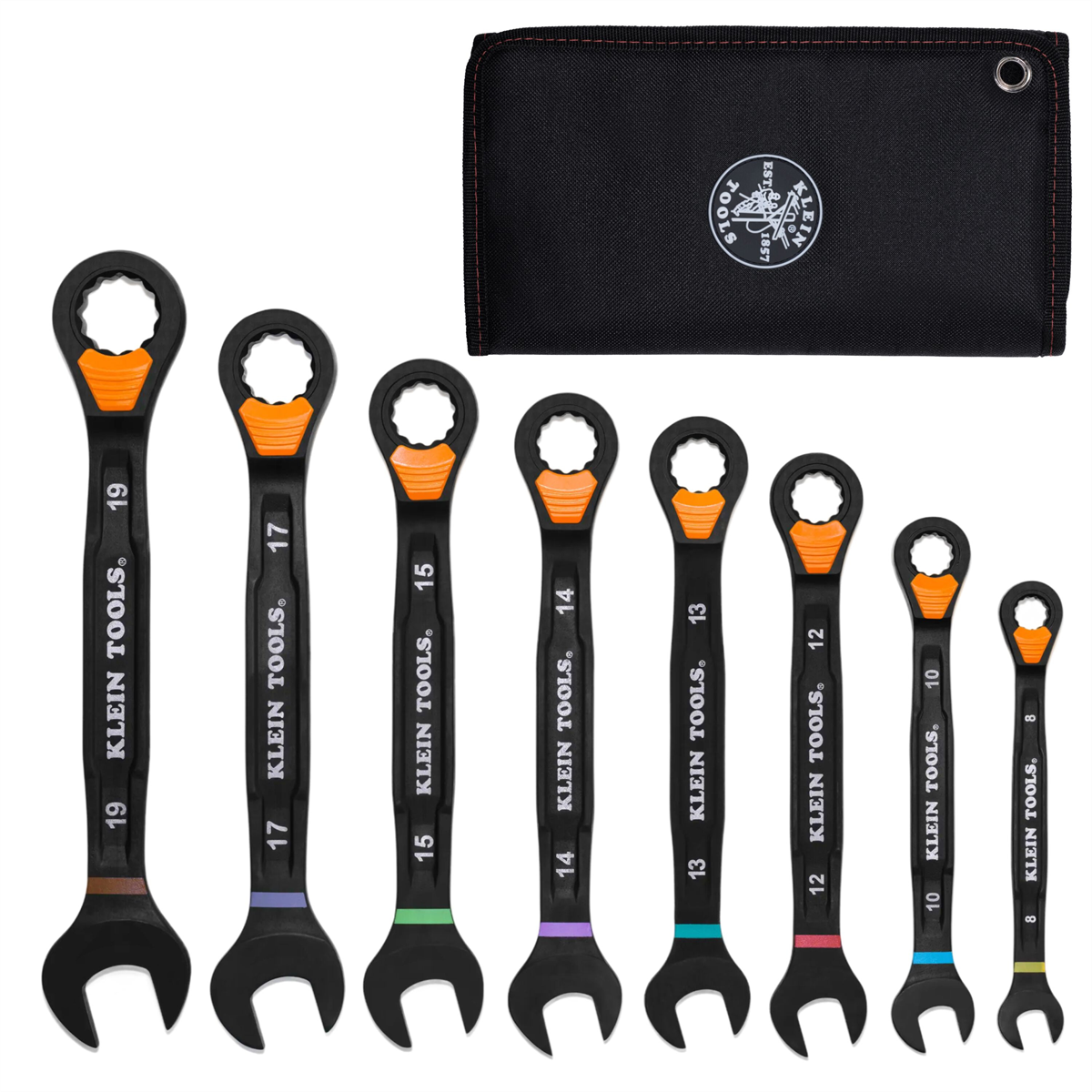 Klein Tools Ratcheting Combination Slide-Lock Wrench Set, Metric, 8-Piece