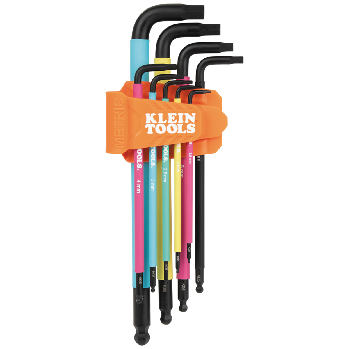 Klein Tools Color Coded Extra-Long L Style Hex Key Caddy Set, Metric, 9-Piece