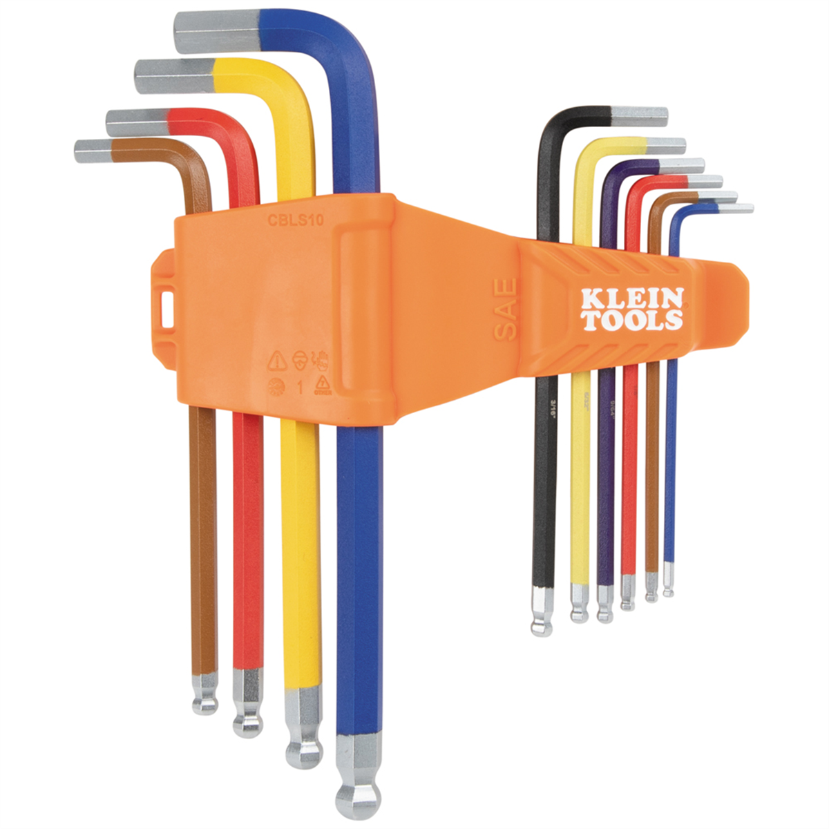Klein Tools Powder Coated Long Ball-End Hex Key Set, SAE, 10-Piece