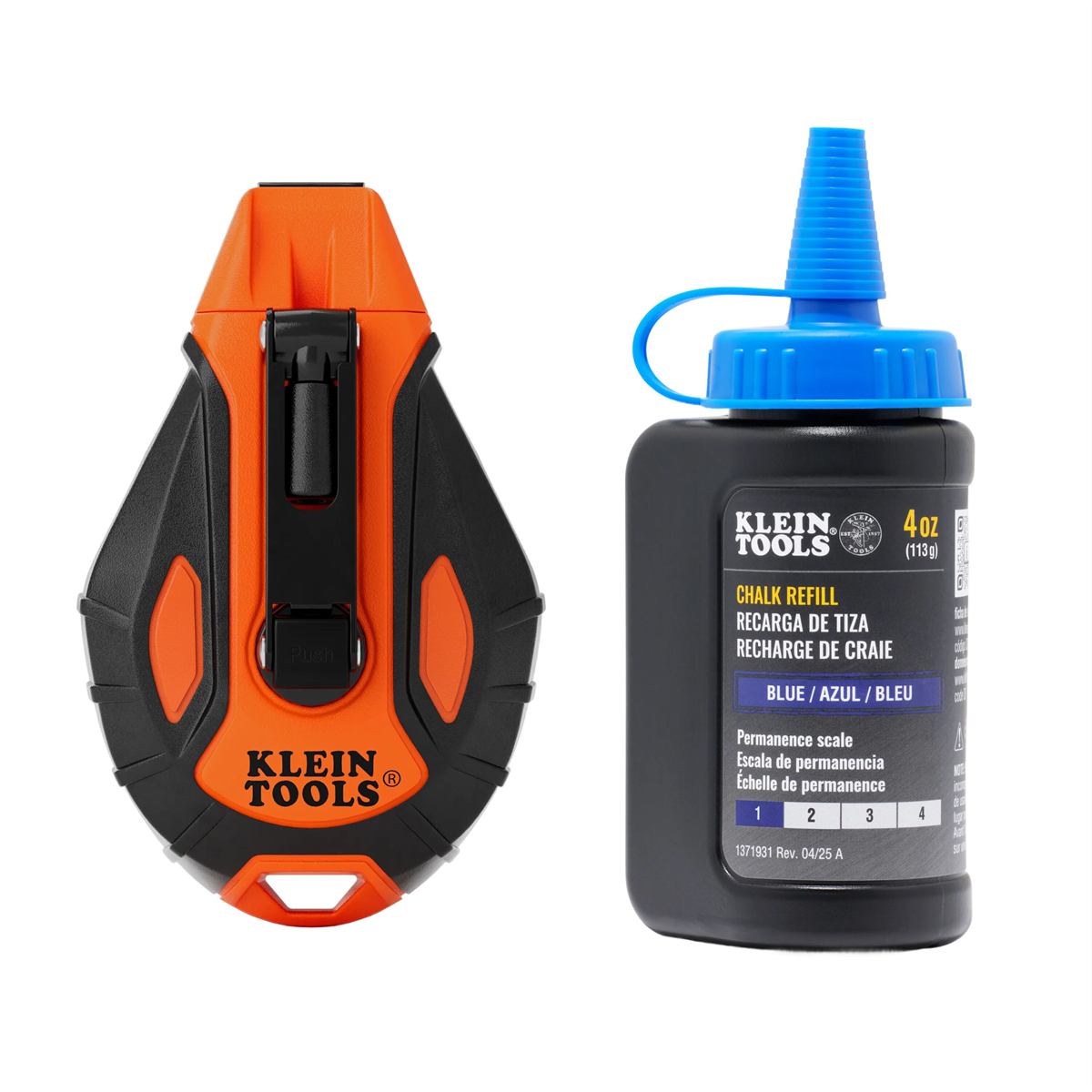 Klein Tools Smooth Retractable Chalk Reel, 100-Foot, with Blue Chalk Refill