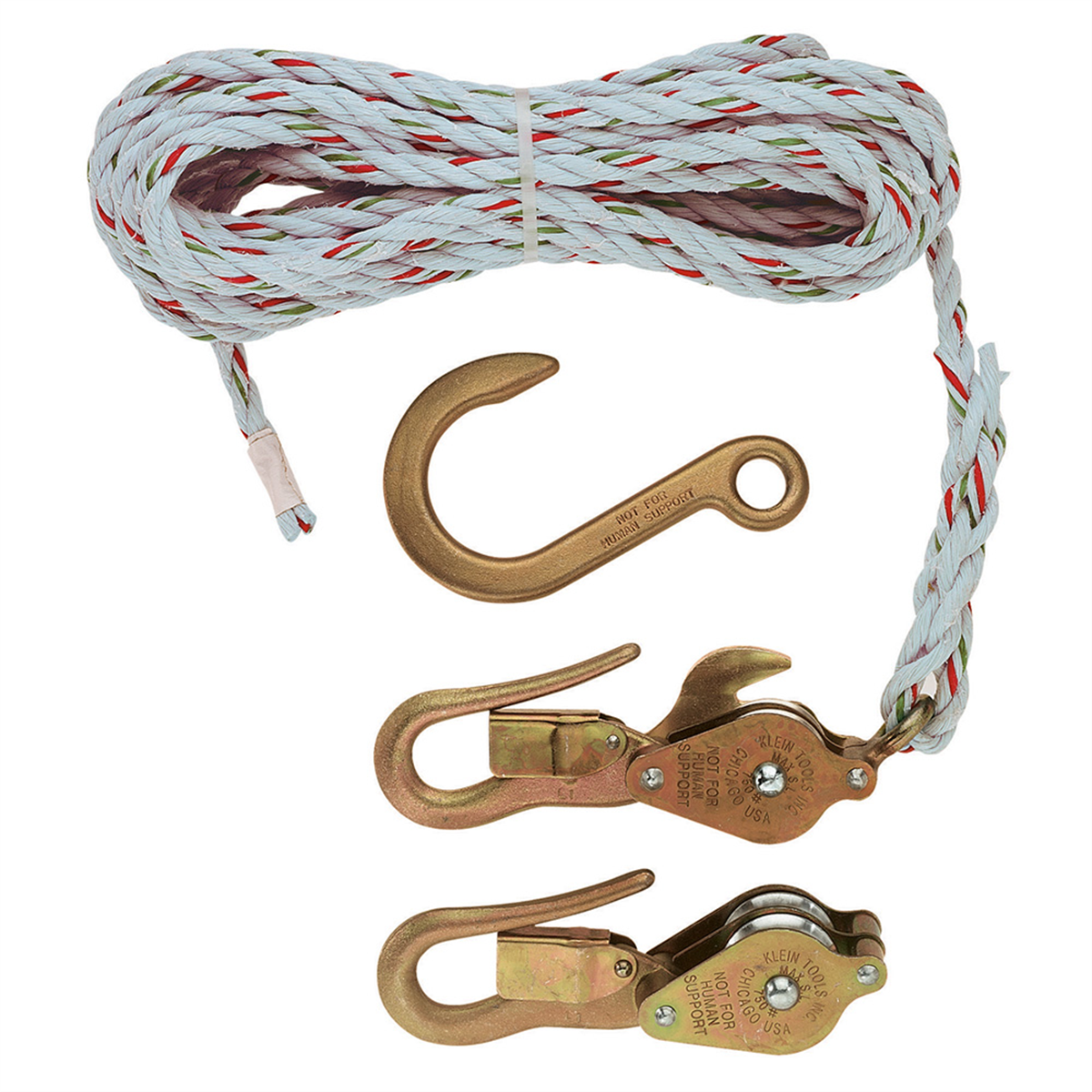 Klein Tools Block and Tackle, Spliced to H268, Block H267, Anchor Hook 258