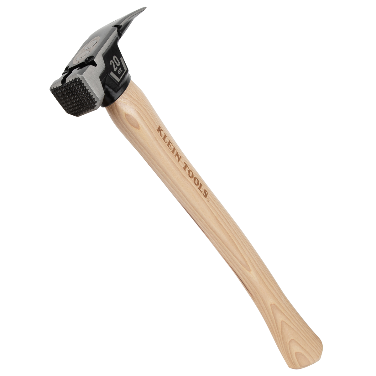 Klein Tools Milled Face Hickory Handle Hammer, 20-Ounce