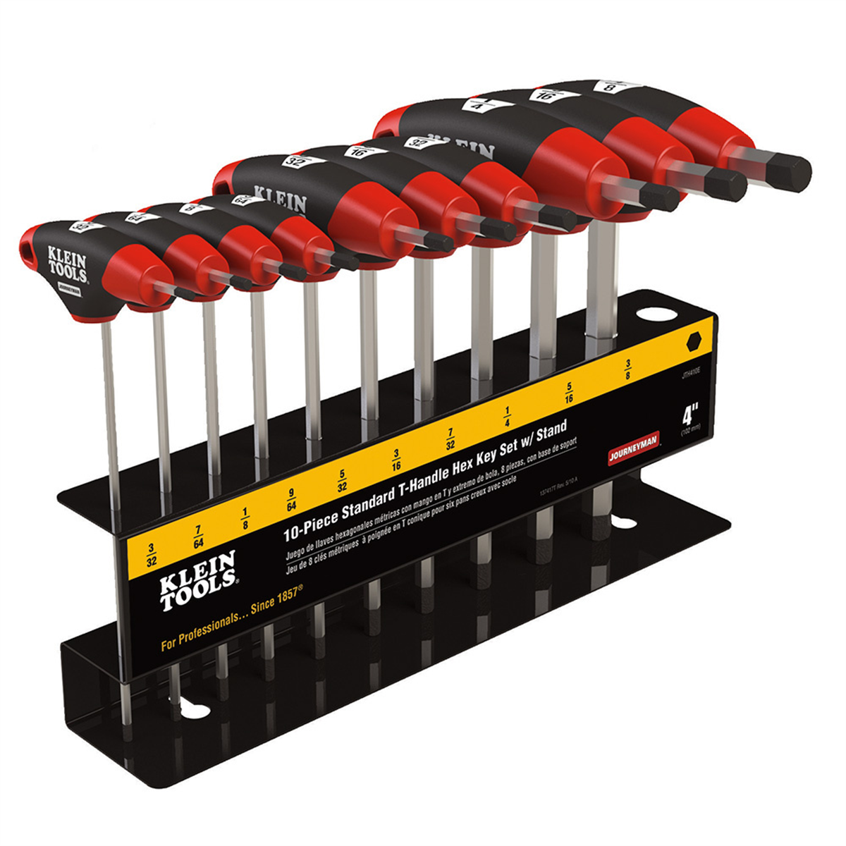 Klein Tools Hex Key Set, SAE T-Handle, 4-Inch, with Stand, 10-Piece