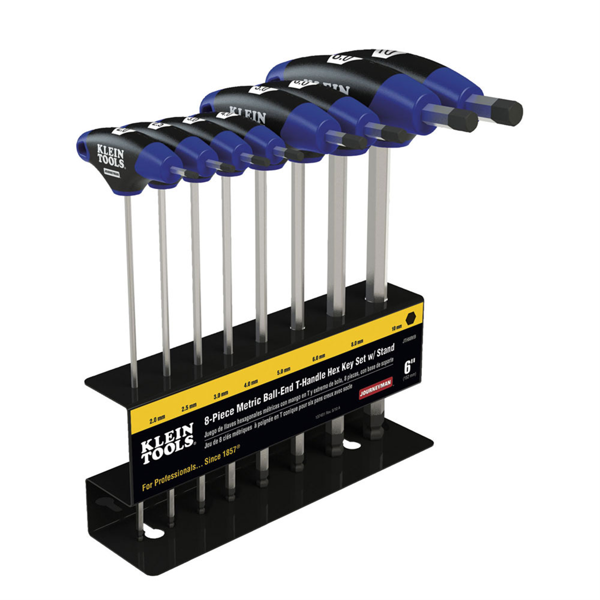 Klein Tools Hex Kit Set, Metric, Ball End T-Handle, 6-Inch with Stand, 8-Piece