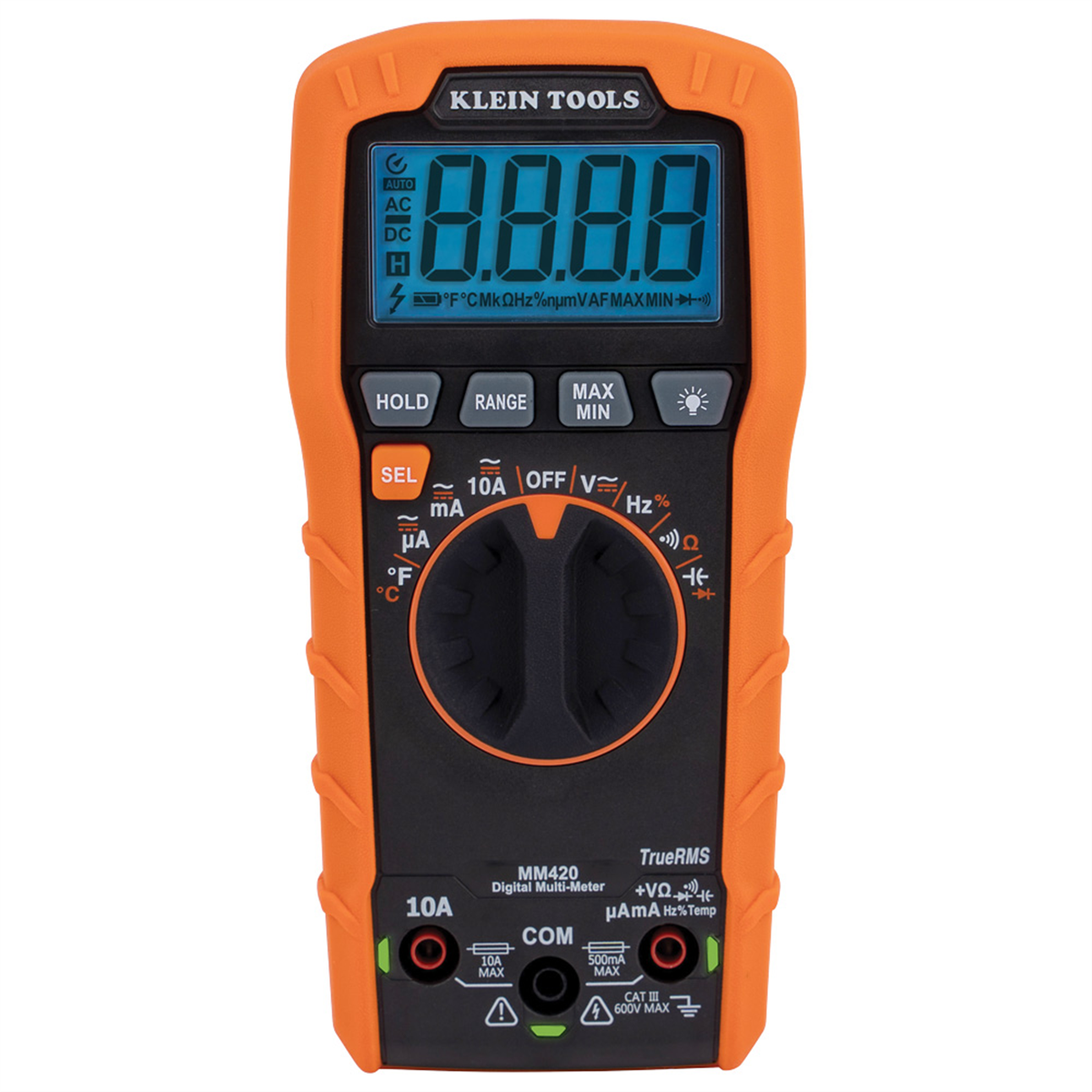 Klein Tools Digital Multimeter, TRMS Auto-Ranging, 600V, Temp