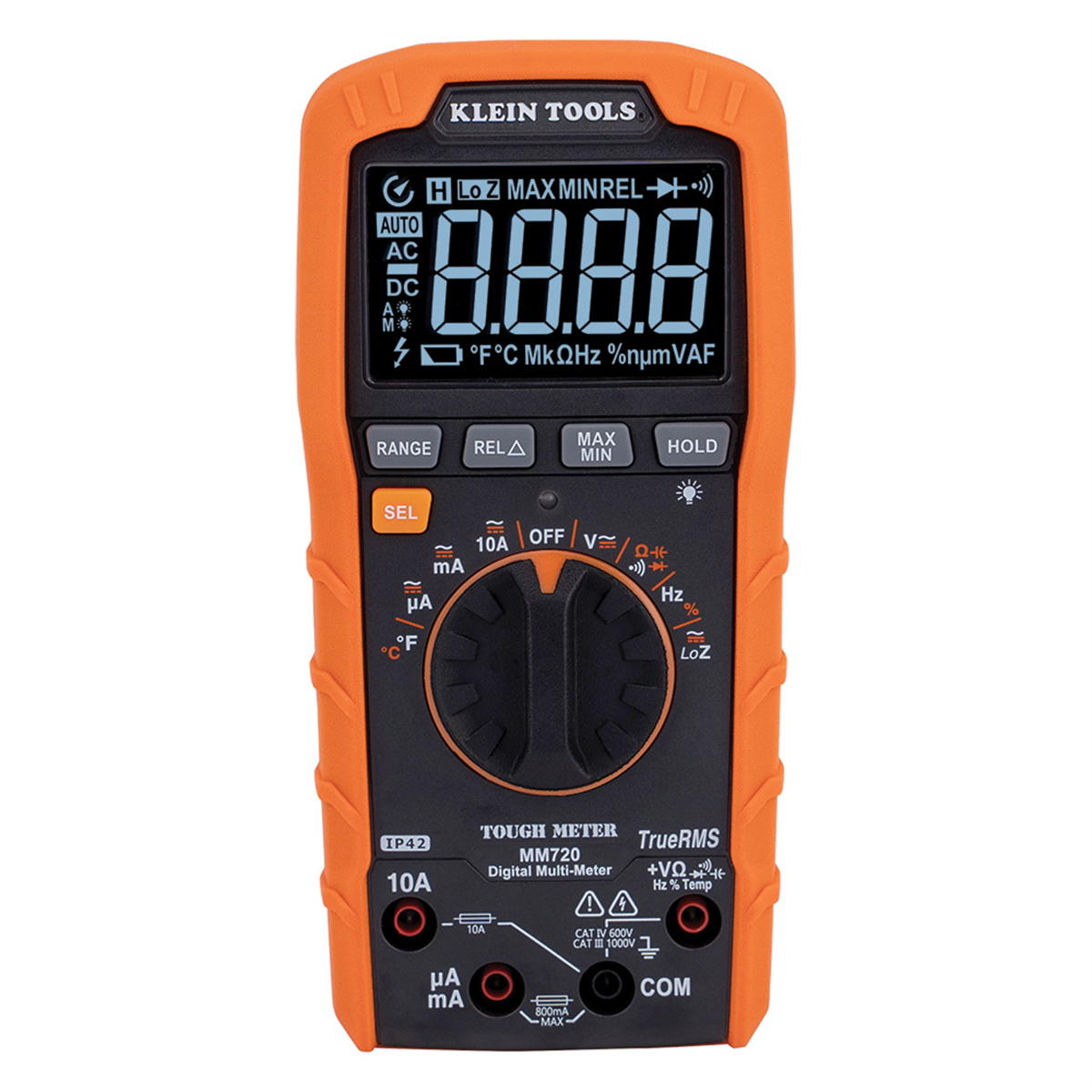 Klein Tools Digital Multimeter, TRMS Auto-Ranging, 1000V, Temp, Low Impedance