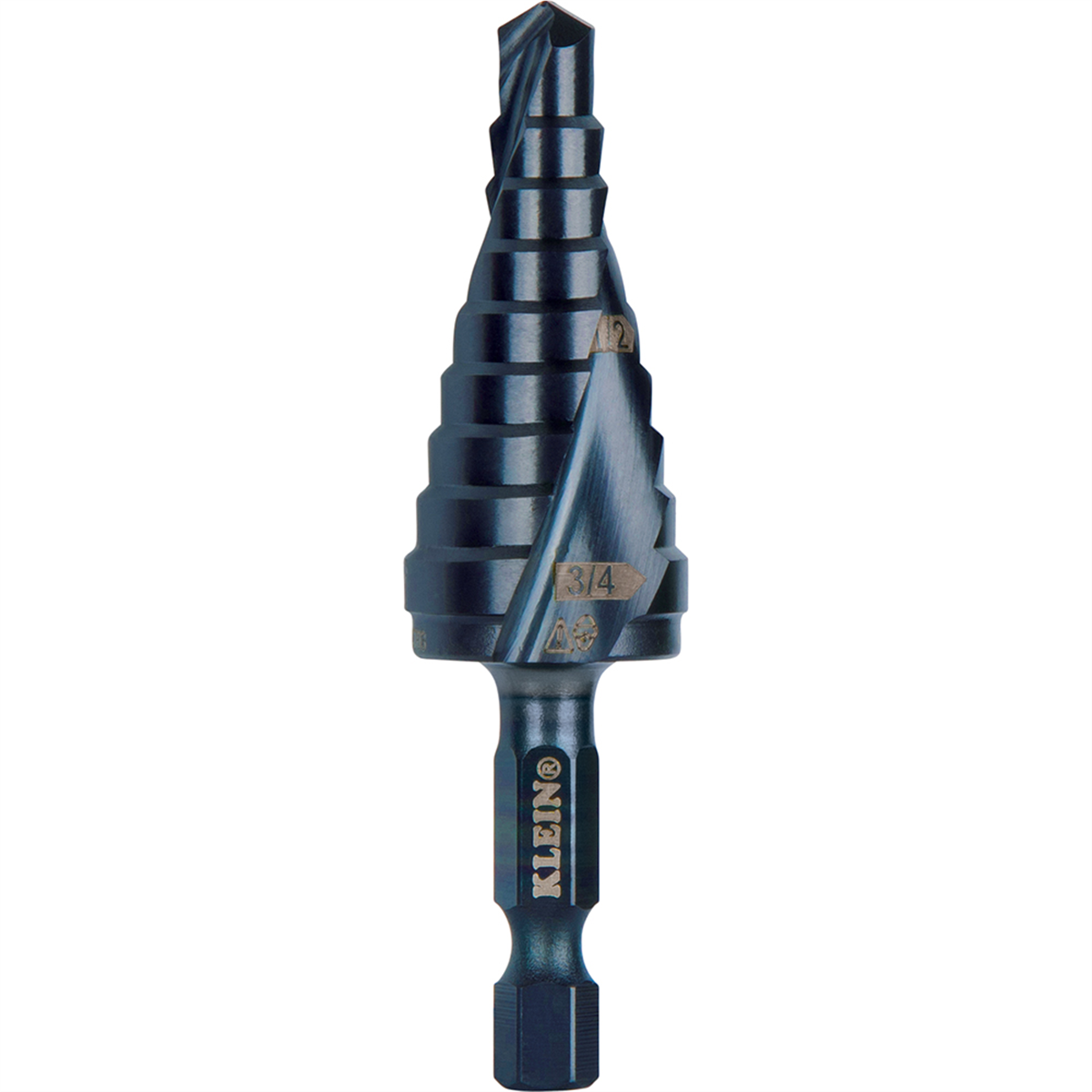 Klein Tools Step Drill Bit, Quick Release, Double Spiral Flute, 1/4 to 3/4-Inch
