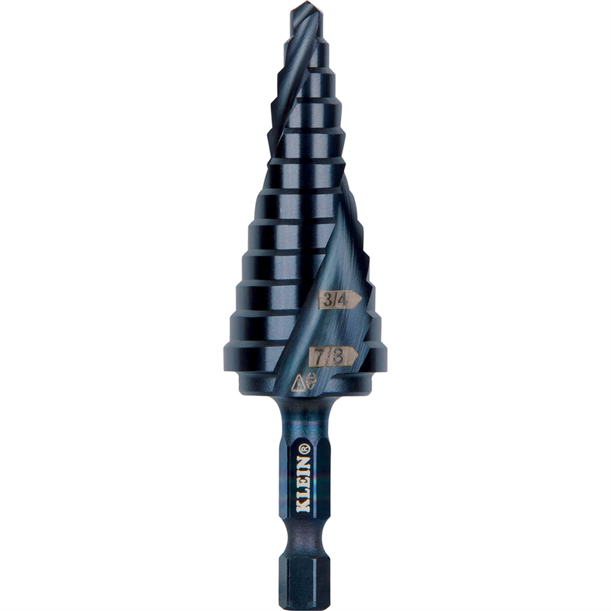 Klein Tools Step Drill Bit, Quick Release, Double Spiral Flute, 3/16 to 7/8-Inch