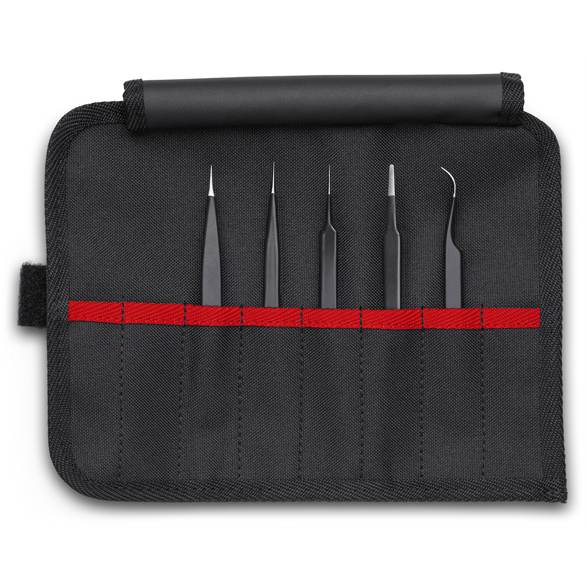 KNIPEX 5 Pc Stainless Steel Tweezers Set in Tool Roll-ESD