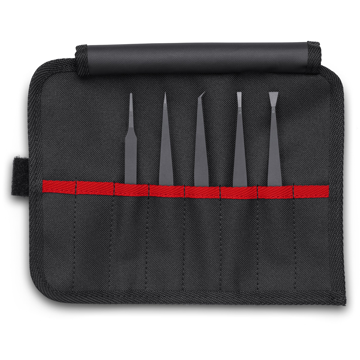 KNIPEX 5 Pc Plastic Tweezer Set in a Tool Roll-ESD