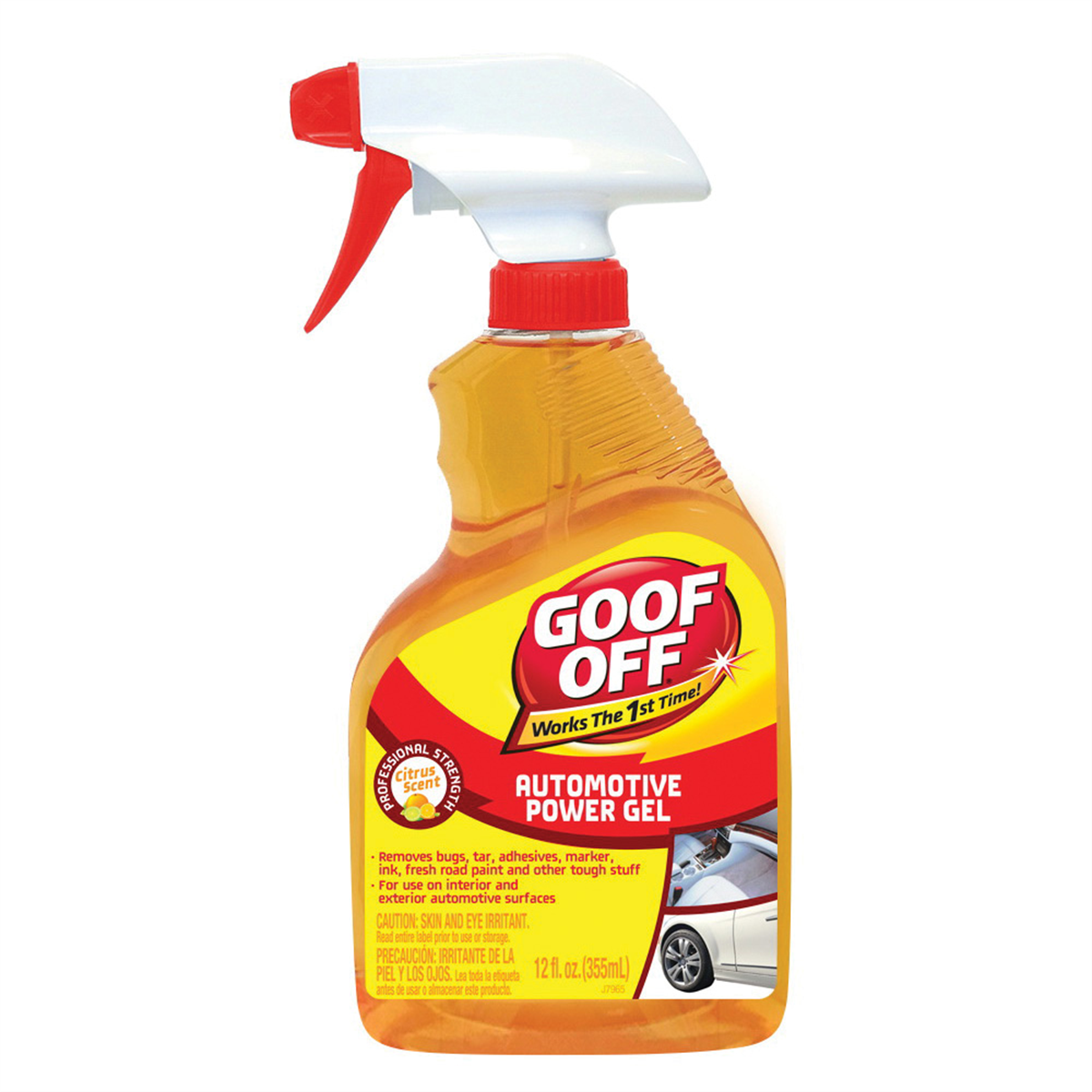 Klean Strip Goof Off FG795 Automotive Power Gel Adhesive Remover, 12 oz Bottle, Clear Orange