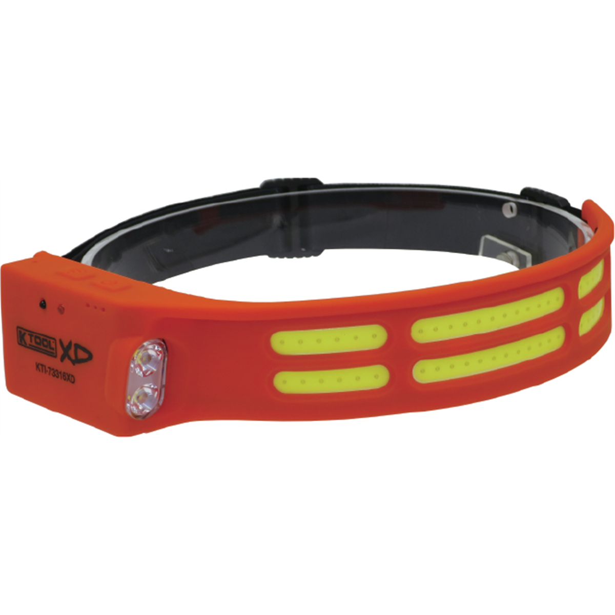 K Tool International Headlight 600 Lumen COB Flexible with Motion Sensor and Side Flashlight Orange