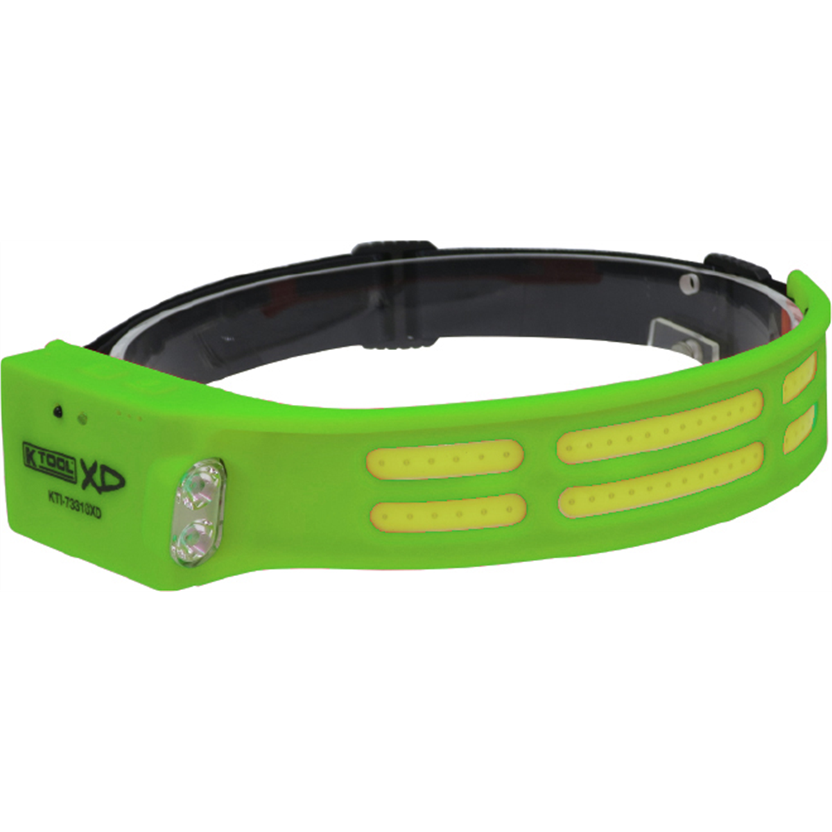 K Tool International Headlight 600 Lumen COB Flexible with Motion Sensor and Side Flashlight Lime Green