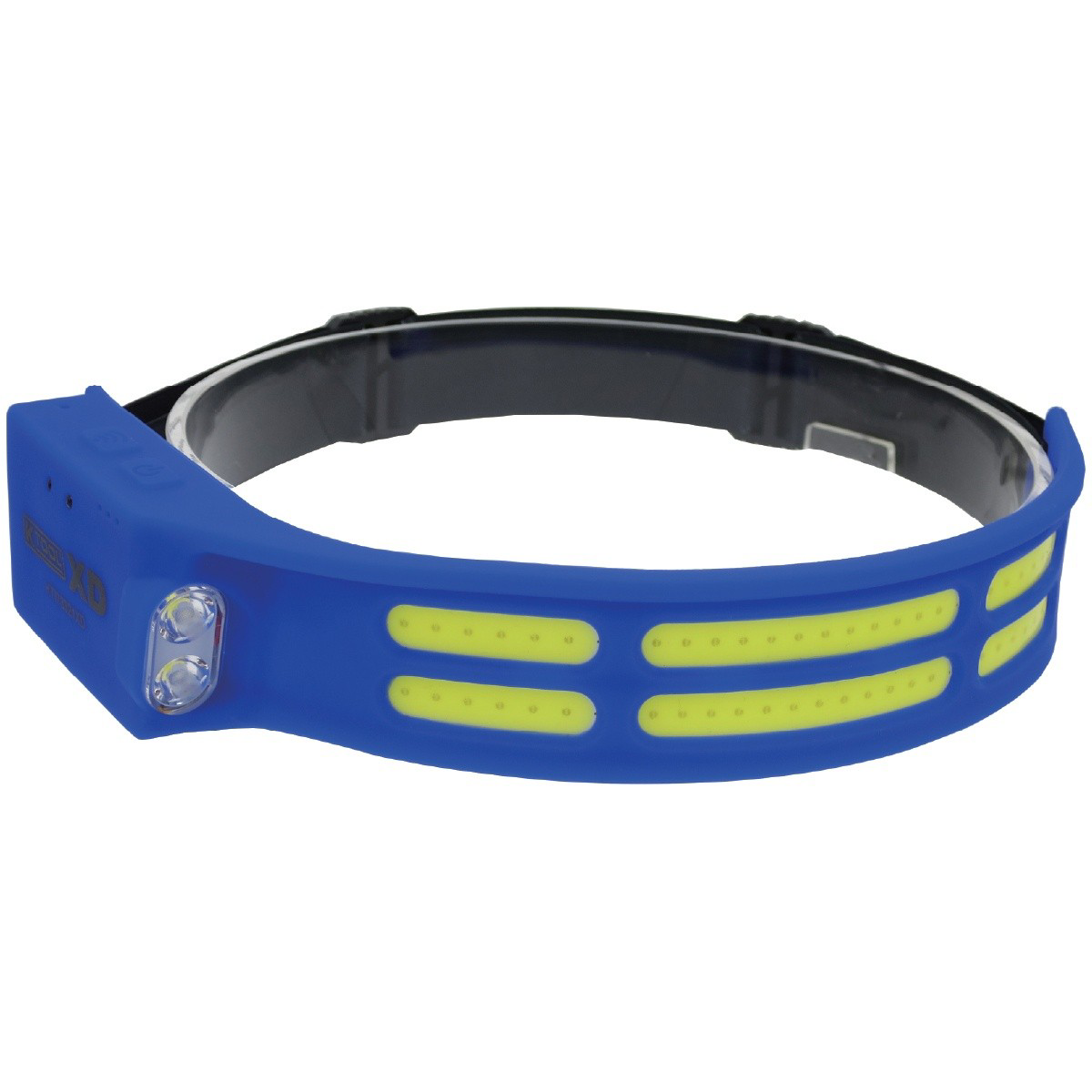 K Tool International Headlight 600 Lumen COB Flexible with Motion Sensor and Side Flashlight Blue