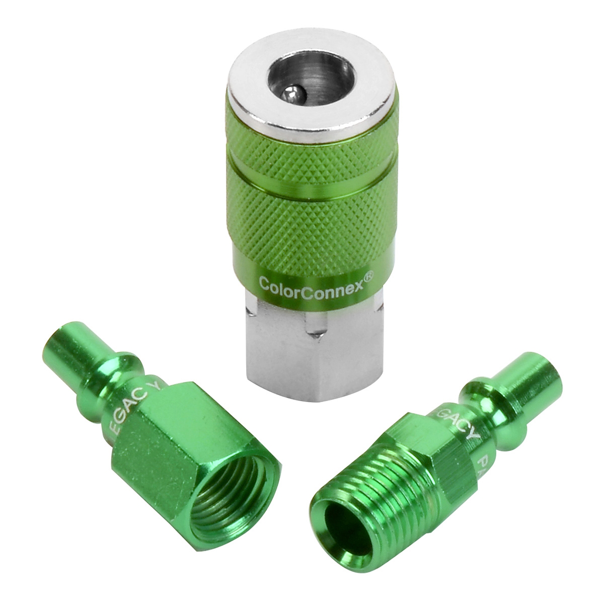Legacy Manufacturing ColorConnex Coupler and Plug Kit, 3-Piece, Type B, 1/4" Body, 1/4" NPT, Green