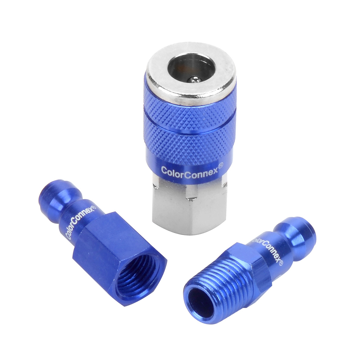 Legacy Manufacturing ColorConnex Coupler and Plug Kit, 3-Piece, Type C, 1/4" Body, 1/4" NPT, Blue