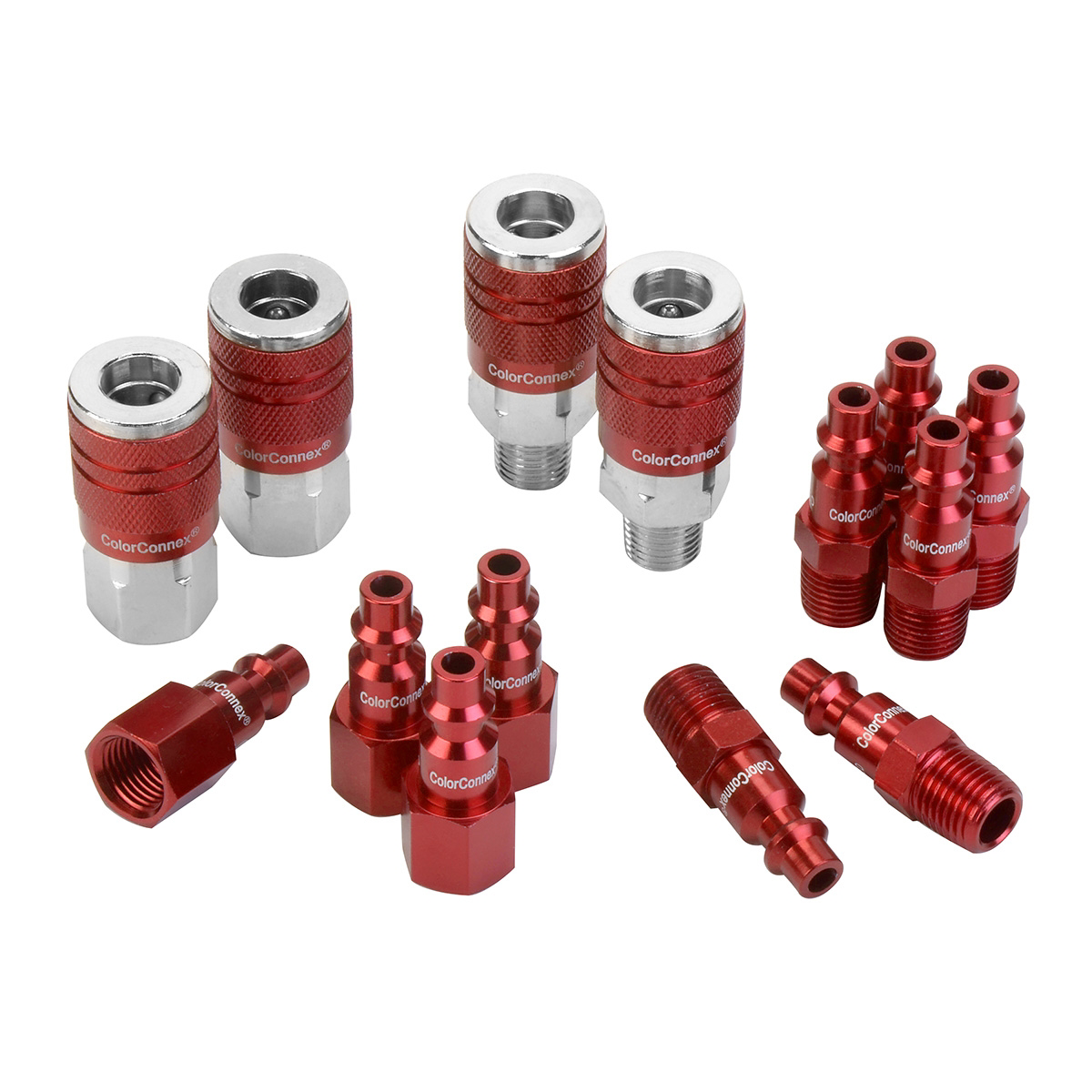 Legacy Manufacturing ColorConnex Coupler and Plug Kit, 14-Piece, Type D, 1/4" Body, 1/4" NPT, Red