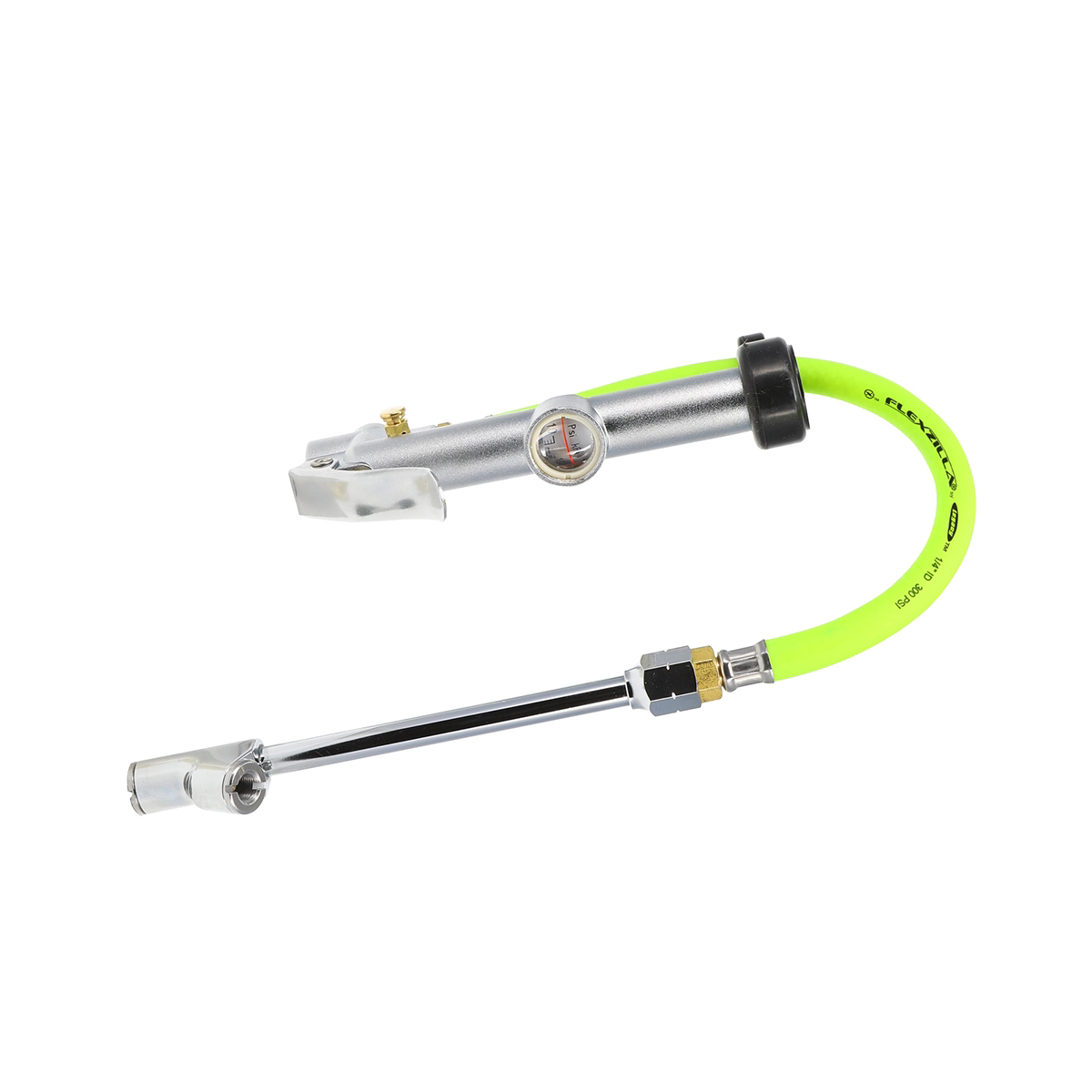 Legacy Manufacturing Flexzilla Dual Foot Tire Inflator with, 12" Hose, Glass Sight Gauge (10 to 120 psi), ZillaGreen
