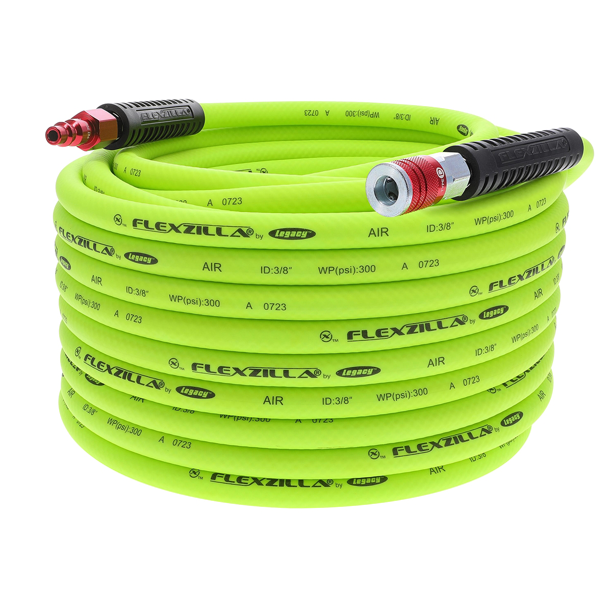Legacy Manufacturing Flexzilla Air Hose Kit, 3-Piece, 3/8" x 100', with ColorConnex Coupler and Plug, Type D, Red