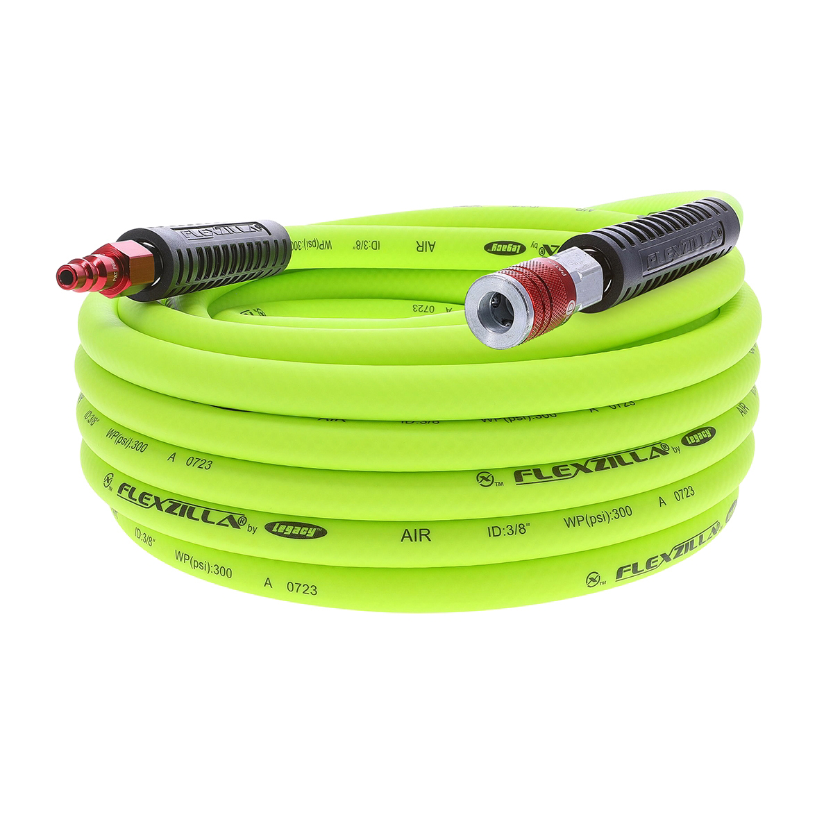 Legacy Manufacturing Flexzilla Air Hose Kit, 3-Piece, 3/8" x 35', with ColorConnex Coupler and Plug, Type D, Red