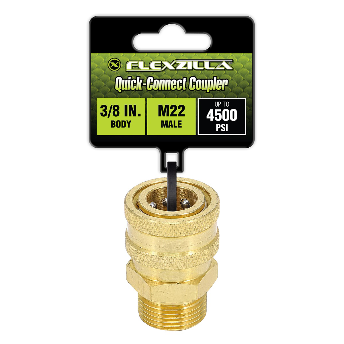 Flexzilla Quick-connect Coupler, 3/8" Body X M22 Male, Brass