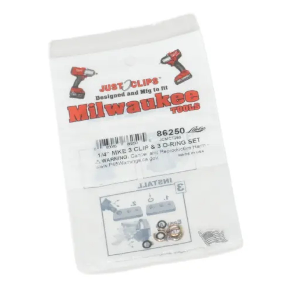 Lisle JCMCT250 1/4-inch MKE 3 Clips 3 O-Rings Set