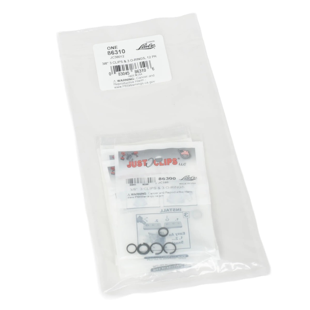 Lisle JC38012 3/8-inch 3 Clips & 3 O-Rings, 12 pk