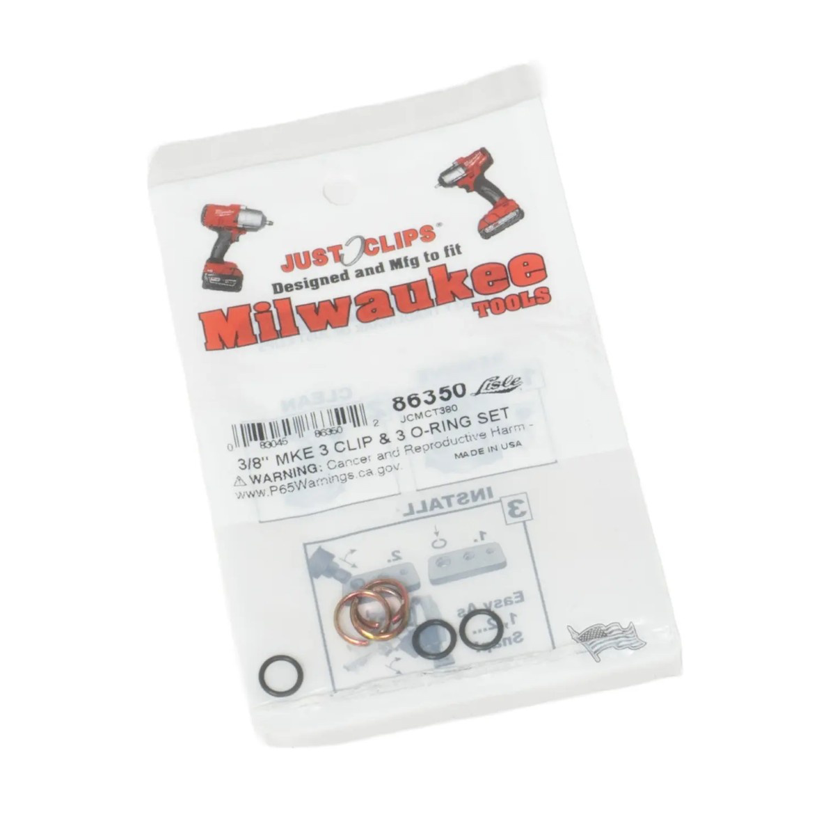 Lisle JCMCT380 3/8-inch MKE 3 Clips 3 O-Rings Set