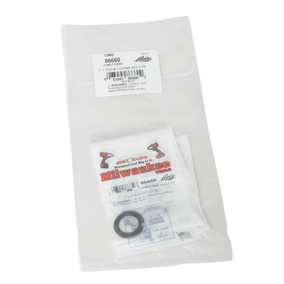 Lisle JCMCT10005 1-inch 1 Clip & 1 O-Ring Set 5 pk