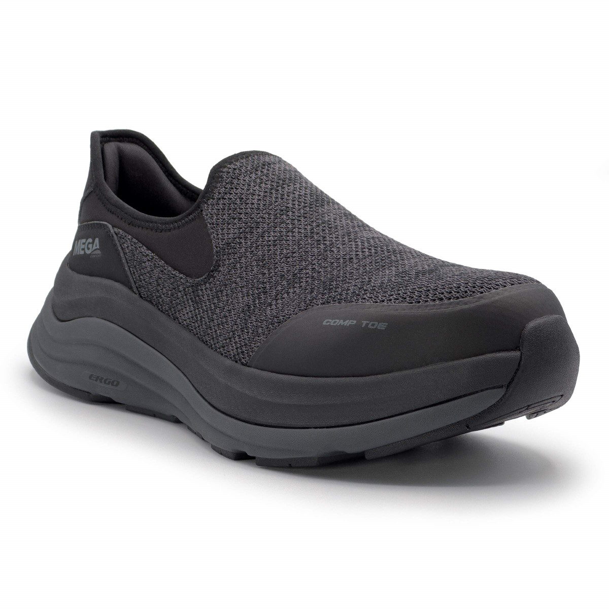 Mega Comfort Ergo Delta Slip-on Ct - Men's Low Top Shoes - Ct|eh|sf|sr - Black / Forged Iron - Size: 10 - D - (regular)
