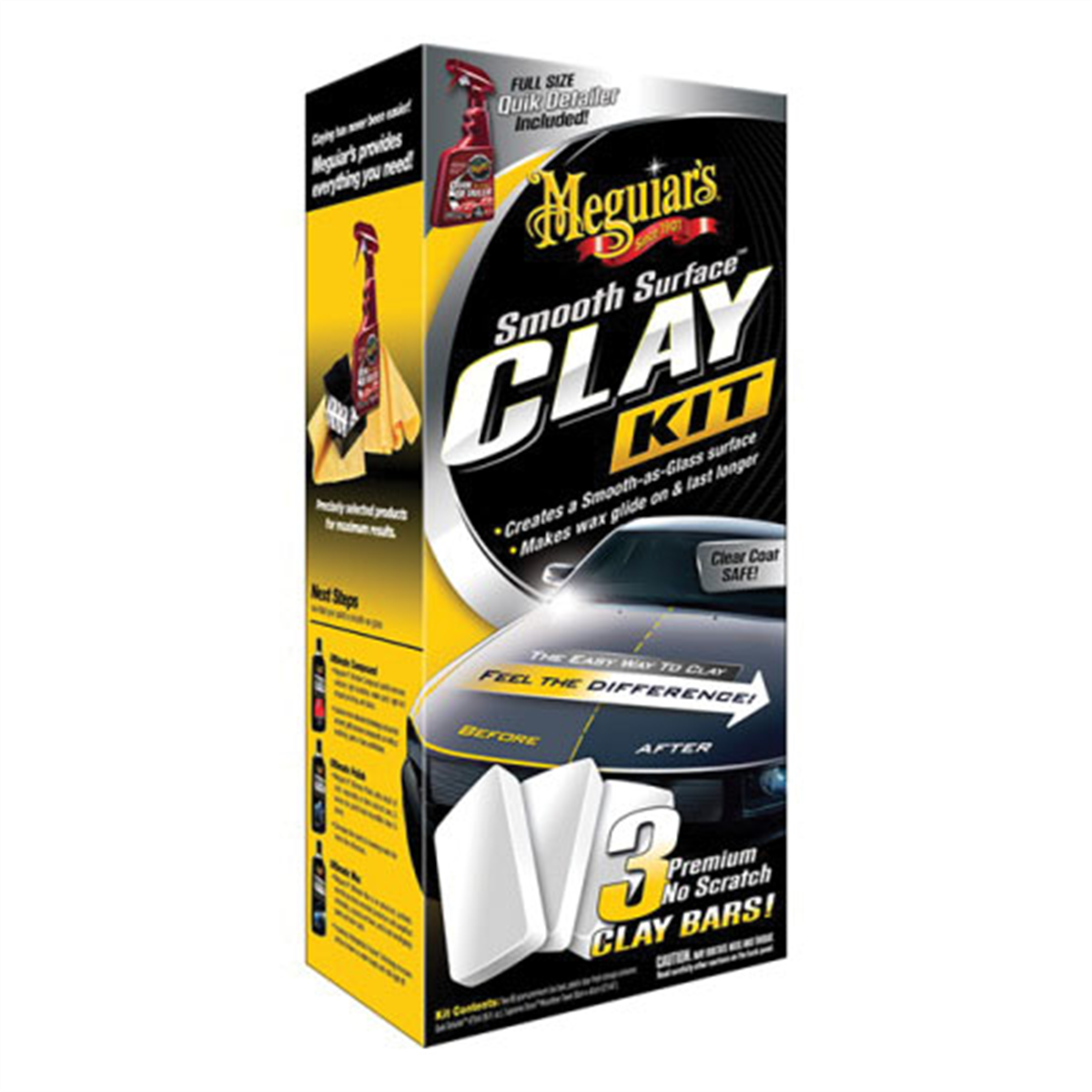 Meguiars Smooth Surface G191700 Clay Kit, 60 g Clay Bar, 16 oz Quik Detailer Clay Bar, Light Blue, Liquid