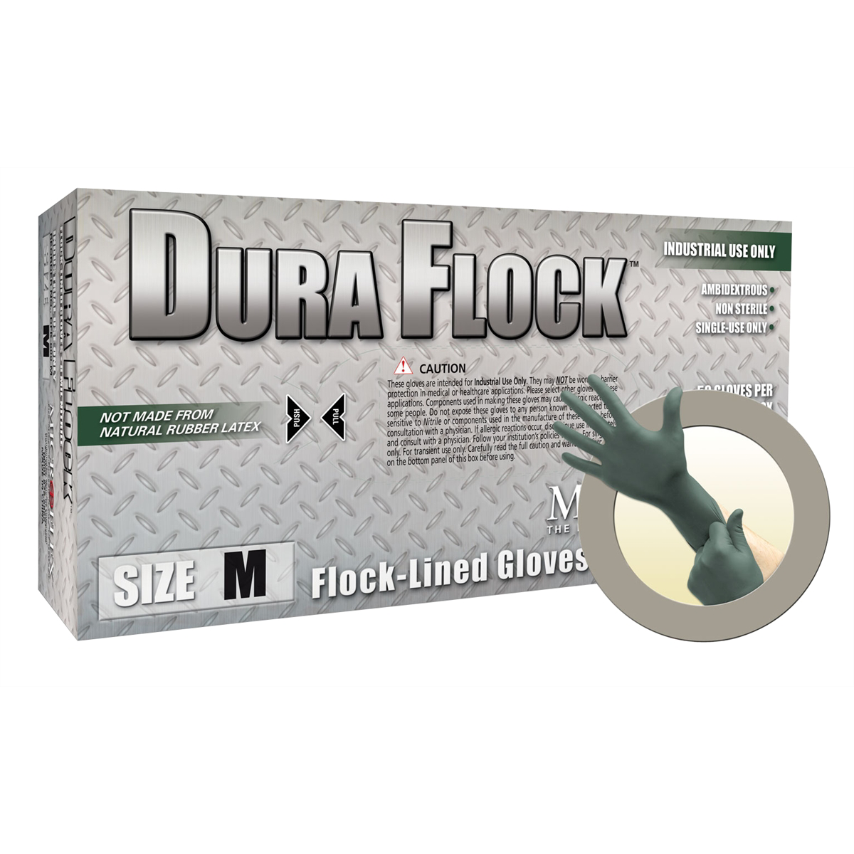 Microflex DURA FLOCK 8 MIL FLOCK-LINED GREEN NITRILE GLOVE SMALL