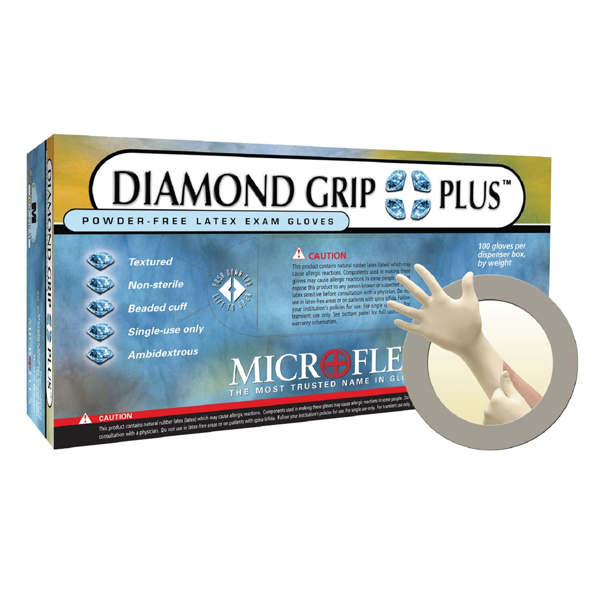 Microflex DIAMOND GRIP PLUS LATEX GLOVES XL 100PK