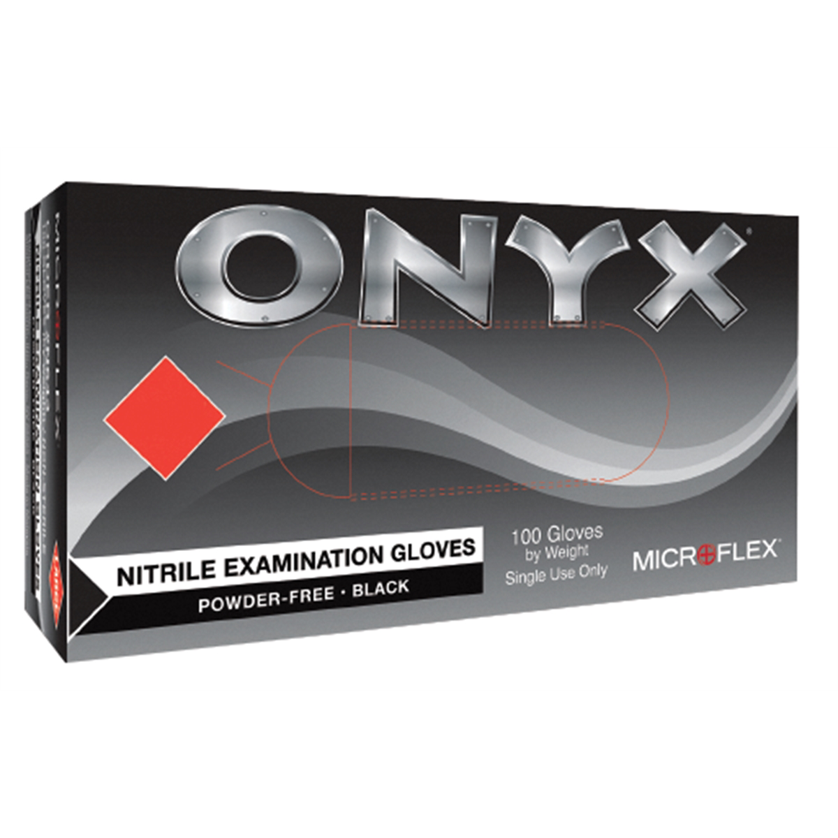 Microflex ONYX BLACK NITRILE EXAM GLOVES LG. 100PK