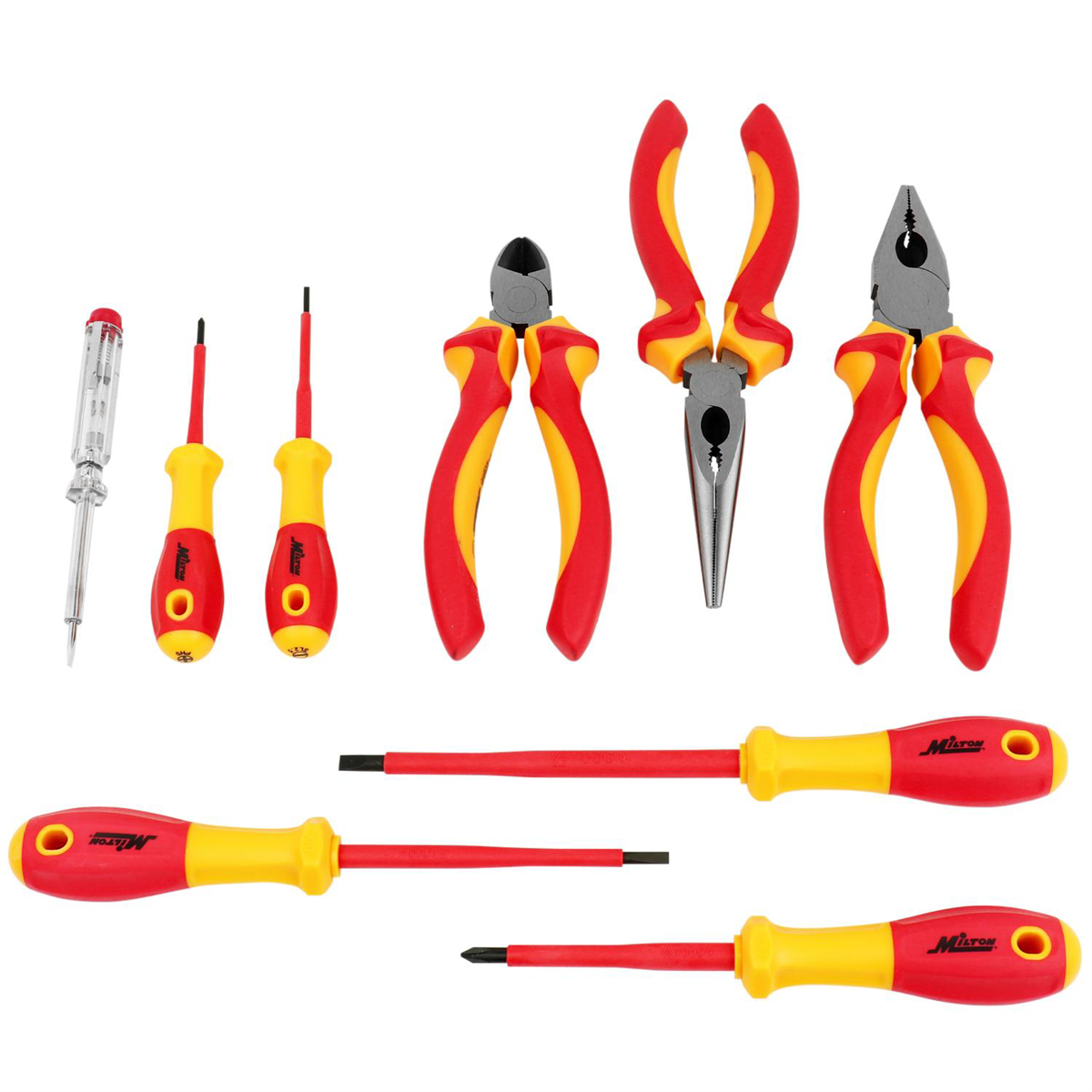 Milton 9-Pc Insulated Tool Set (Screwdrivers, Phillips Head Screwdrivers, Pliers, Inspection Pens)