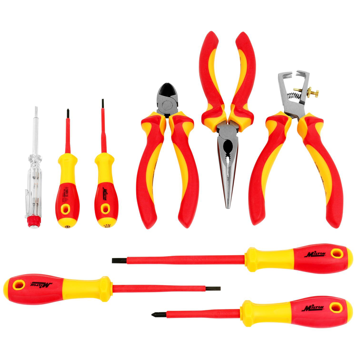Milton 9-Pc Insulated Tool Set (Screwdrivers, Phillips Head Screwdrivers, Pliers, Inspection Pens)