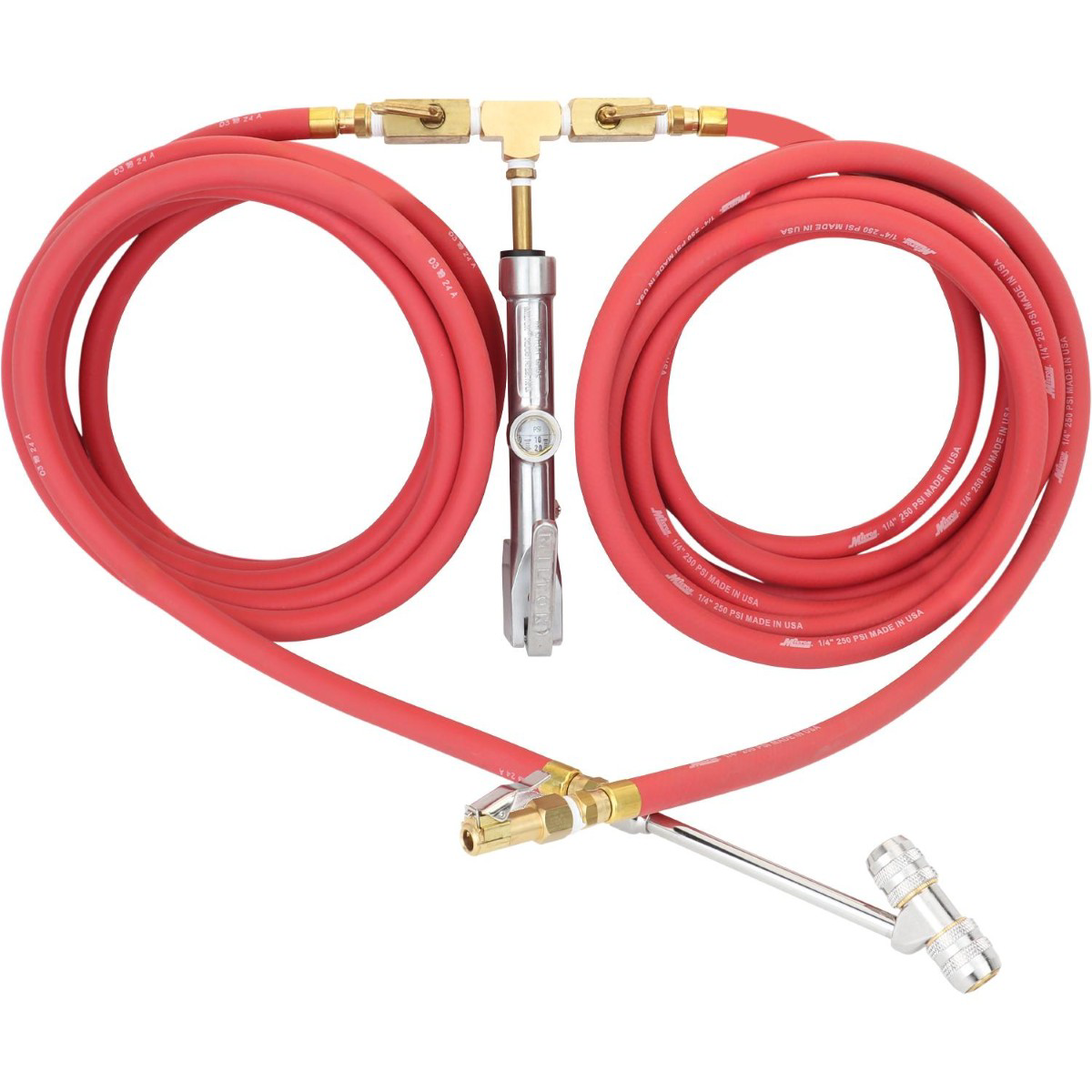 Milton Dual Truck Tire Inflator Gauge - 15-feet