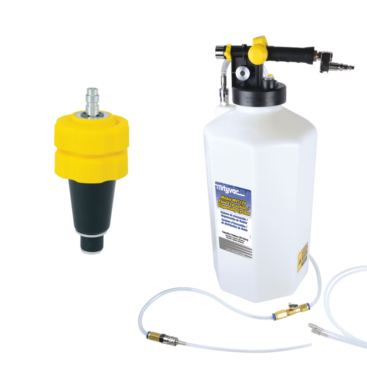 Mityvac 7120 20 L Evacuator and Dispenser with 4509 Universal Cooling Adapter Bundle - Automotive Fluid Evacuation and Cooling System Service Kit