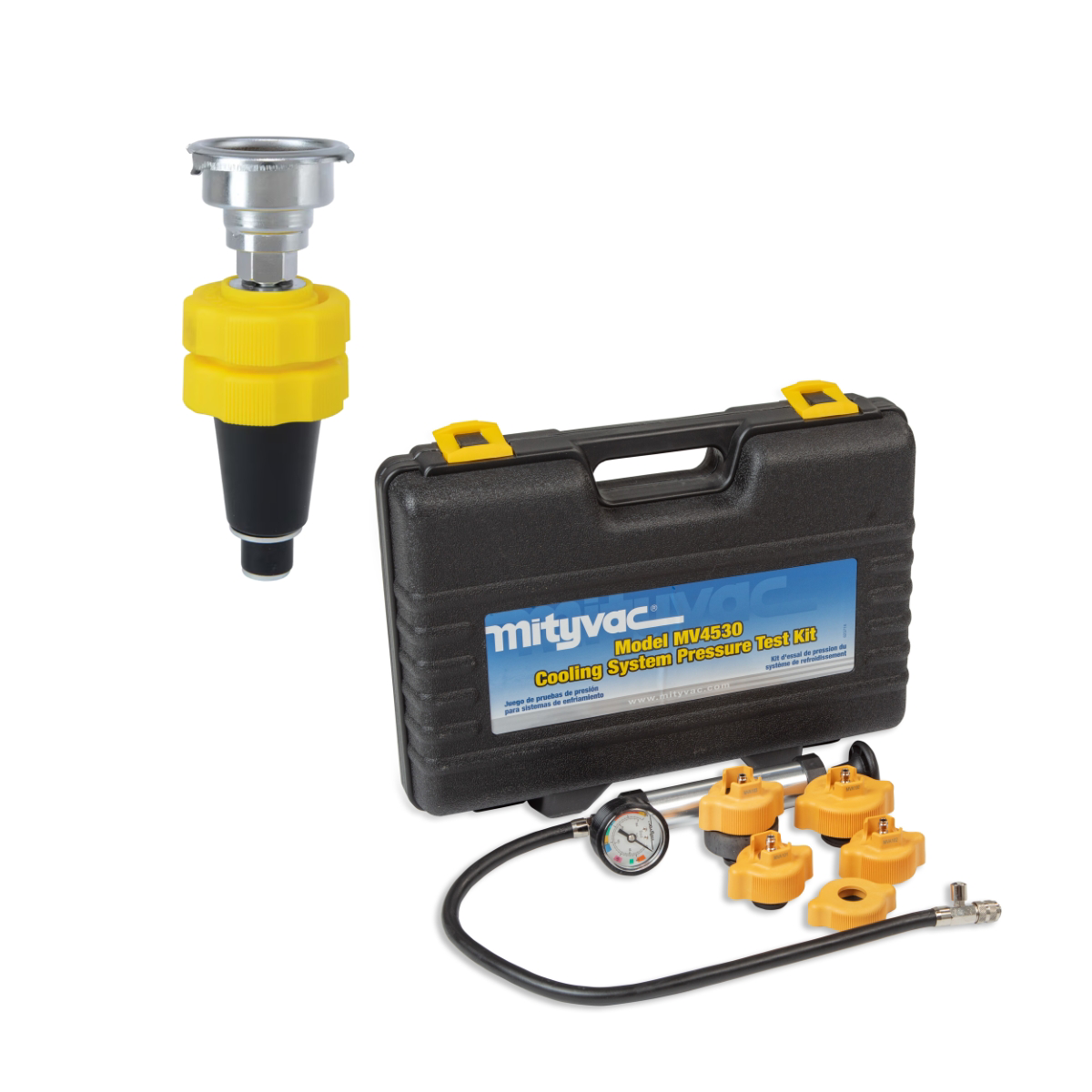 Mityvac MV4530 Cooling System Pressure Test Kit and MV4508 Universal Cooling System Adapter Bundle for Automotive Leak Diagnosis and Radiator Service