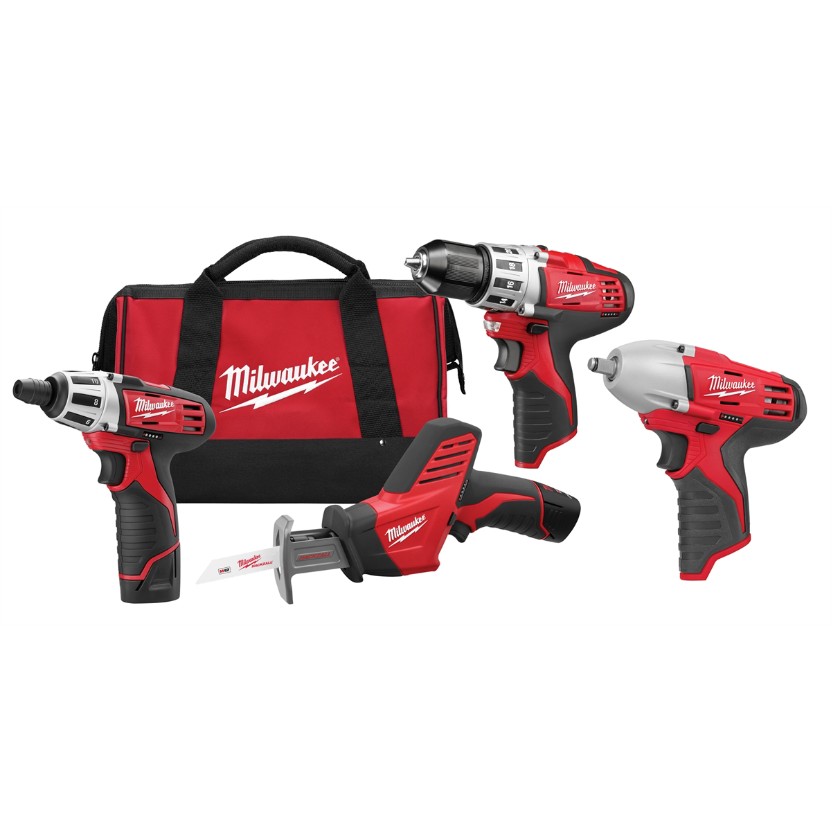 Milwaukee Tool M12 3-PC SCREWDRIVER, HACKZALL DRILL DRIVER COMBO KIT FREE 3/8" IMP WRENCH