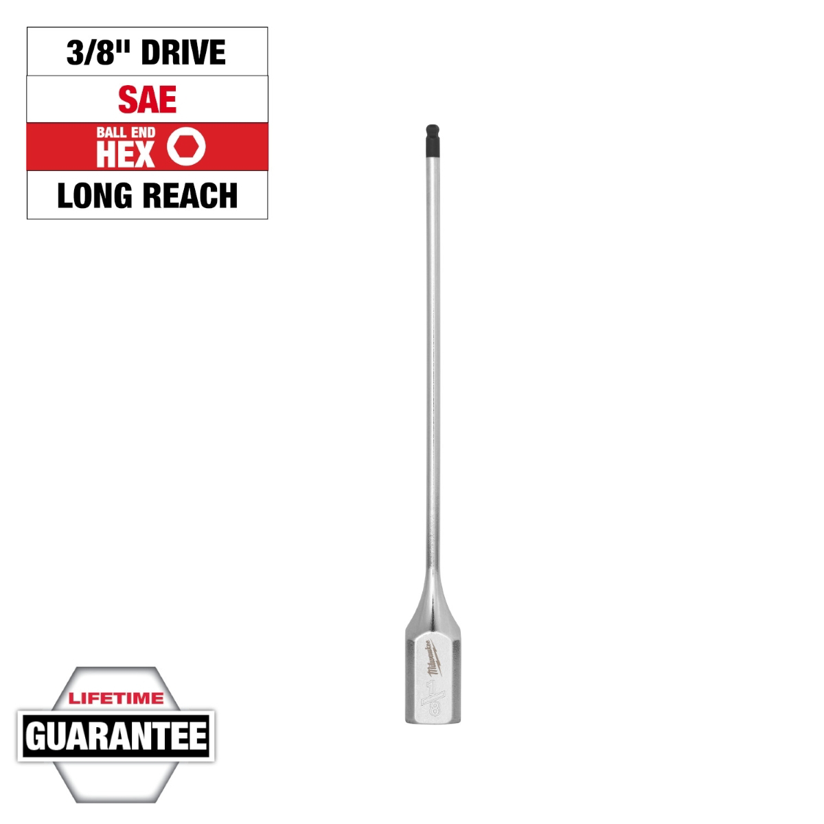 Milwaukee Tool 3/8 Inch Drive 1/8 Inch Long Ball End Hex Bit Socket