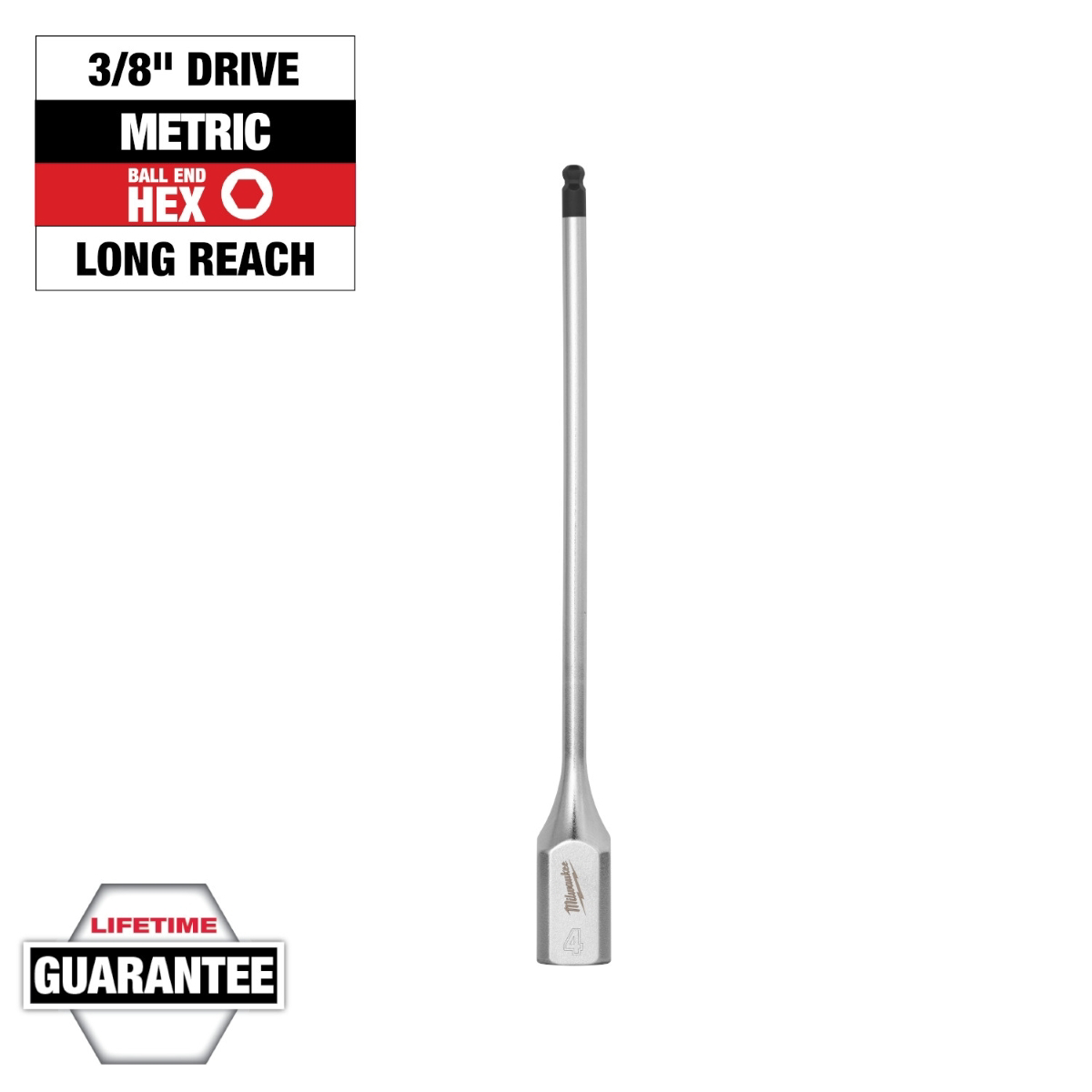 Milwaukee Tool 3/8 Inch Drive 4mm Long Ball End Hex Bit Socket