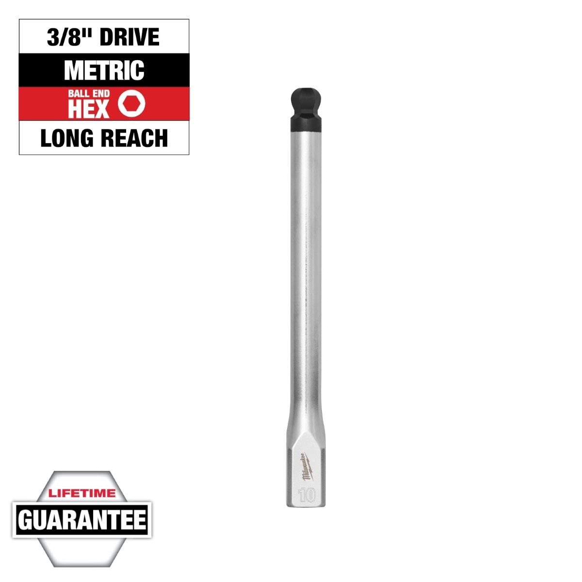 Milwaukee Tool 3/8 Inch Drive 10mm Long Ball End Hex Bit Socket