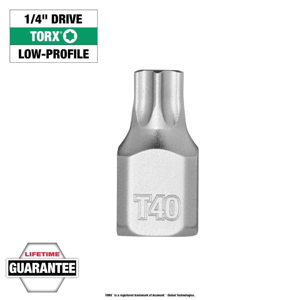 Milwaukee Tool 1/4 Inch Drive T40 Low-Profile TORX Bit Socket