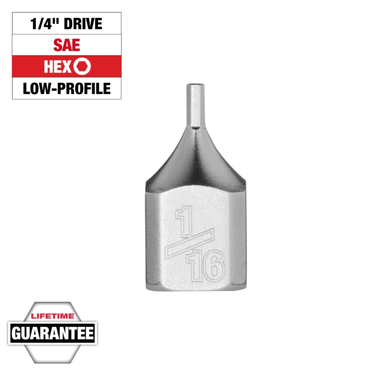 Milwaukee Tool 1/4 Inch Drive 1/16 Inch Low-Profile Hex Bit Socket