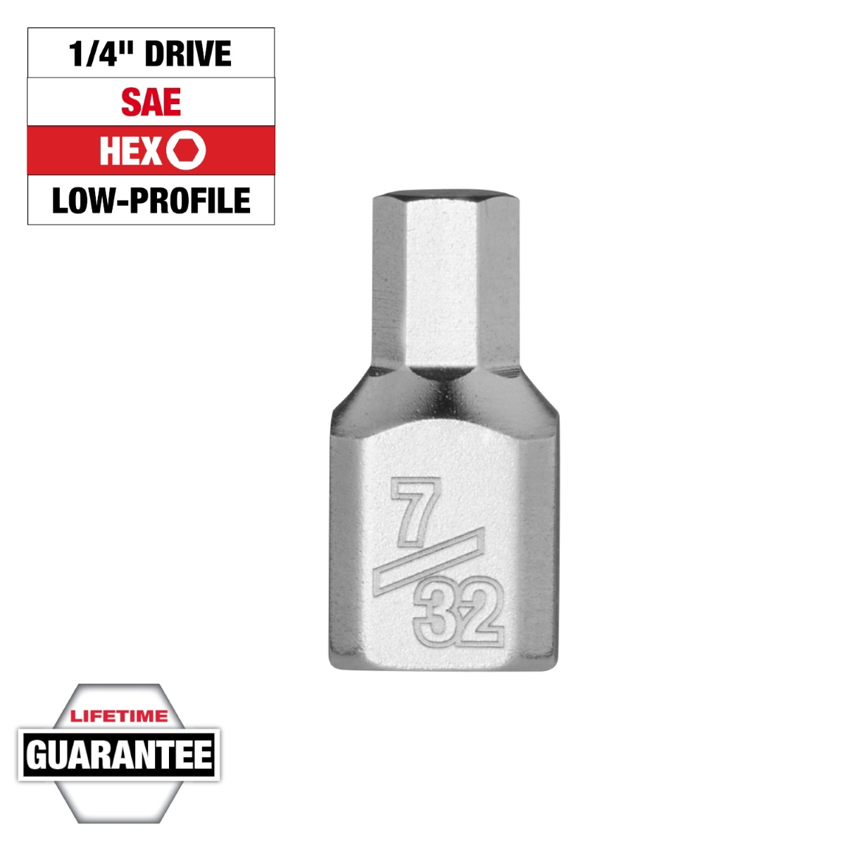 Milwaukee Tool 1/4 Inch Drive 7/32 Inch Low-Profile Hex Bit Socket