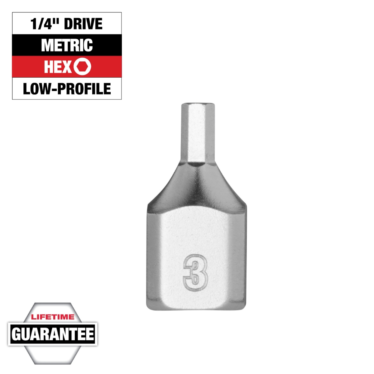 Milwaukee Tool 1/4 Inch Drive 3mm Low-Profile Hex Bit Socket