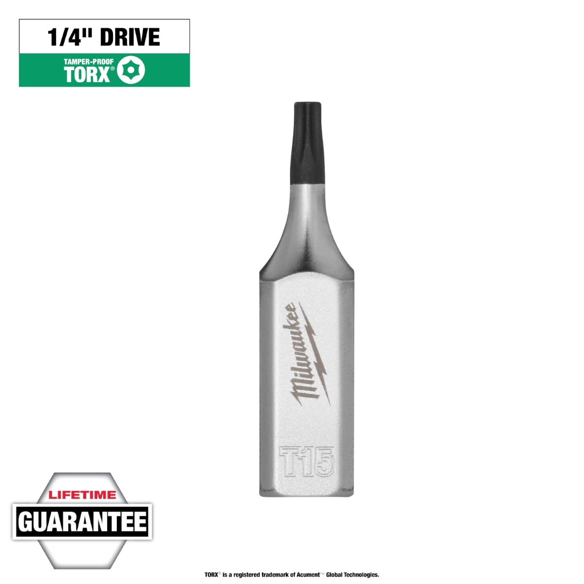 Milwaukee Tool 1/4 Inch Drive T15 Tamper Proof TORX Bit Socket